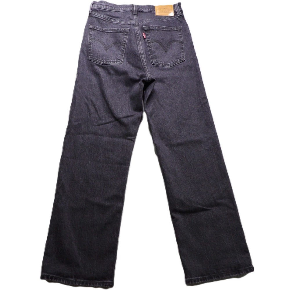 Levis Premium Ribcage Straight Ankle Jeans Women W27 L27 Black Button Fly Cotton